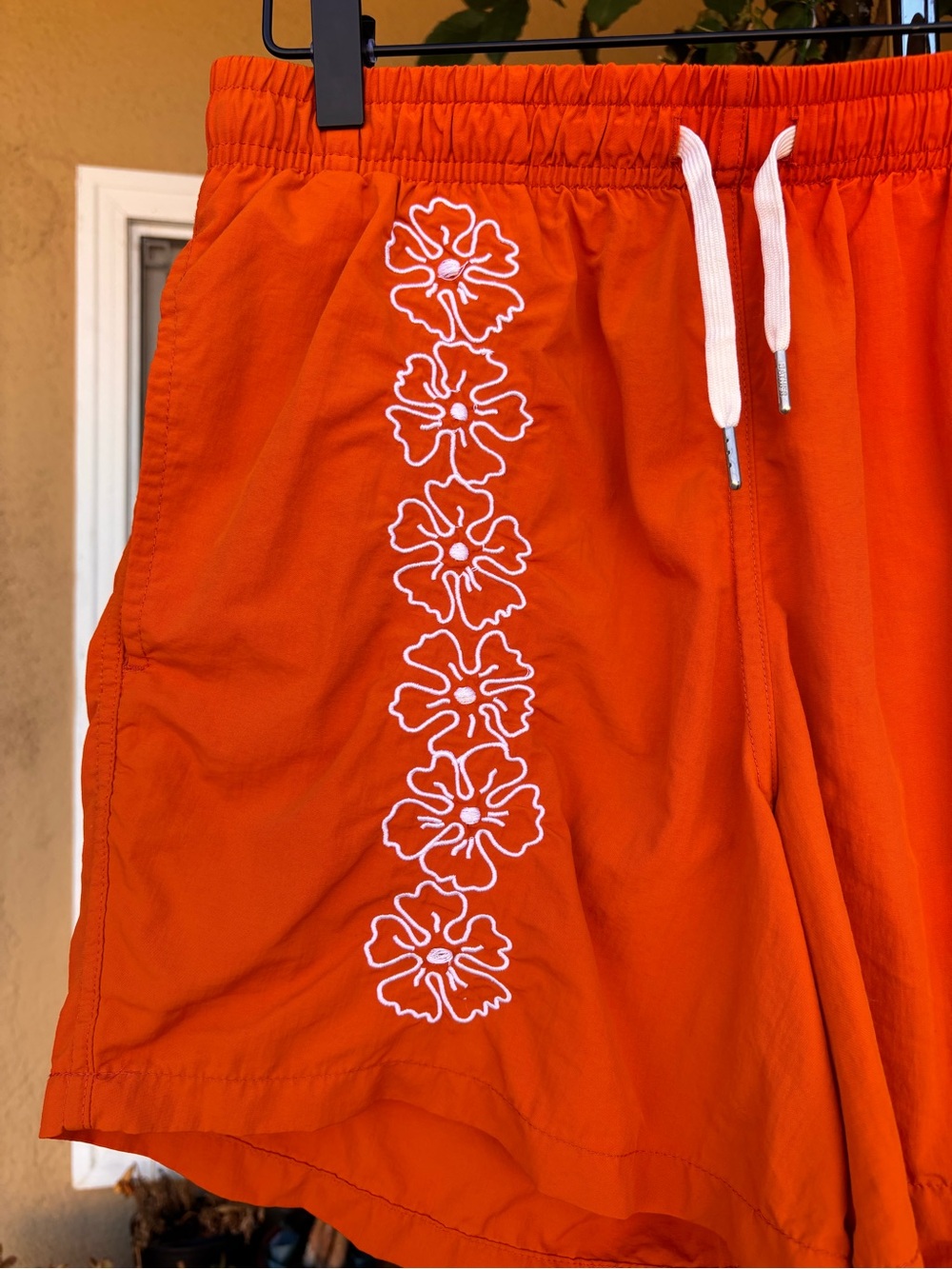 Bather Orange Swim Shorts Hawaiian Floral Embroidery Size Large - Picture 3 of 17